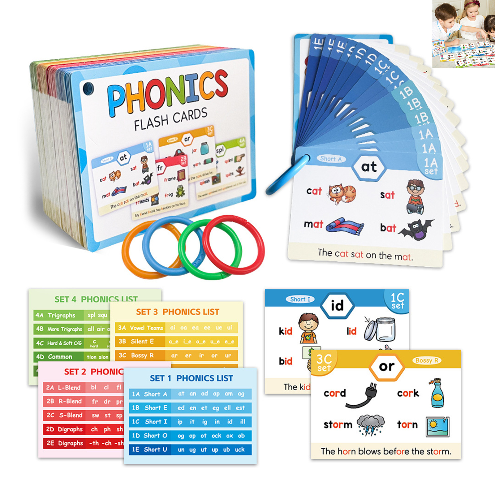 Kids Home Education - Phonics Flashcards Durable Root Learning Cards