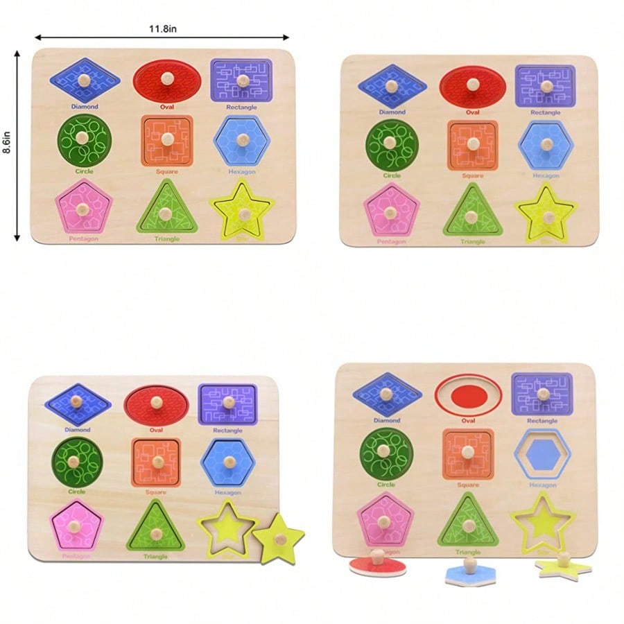 Kids Education Board - Toddler Wooden Preschool Learning Shape Peg