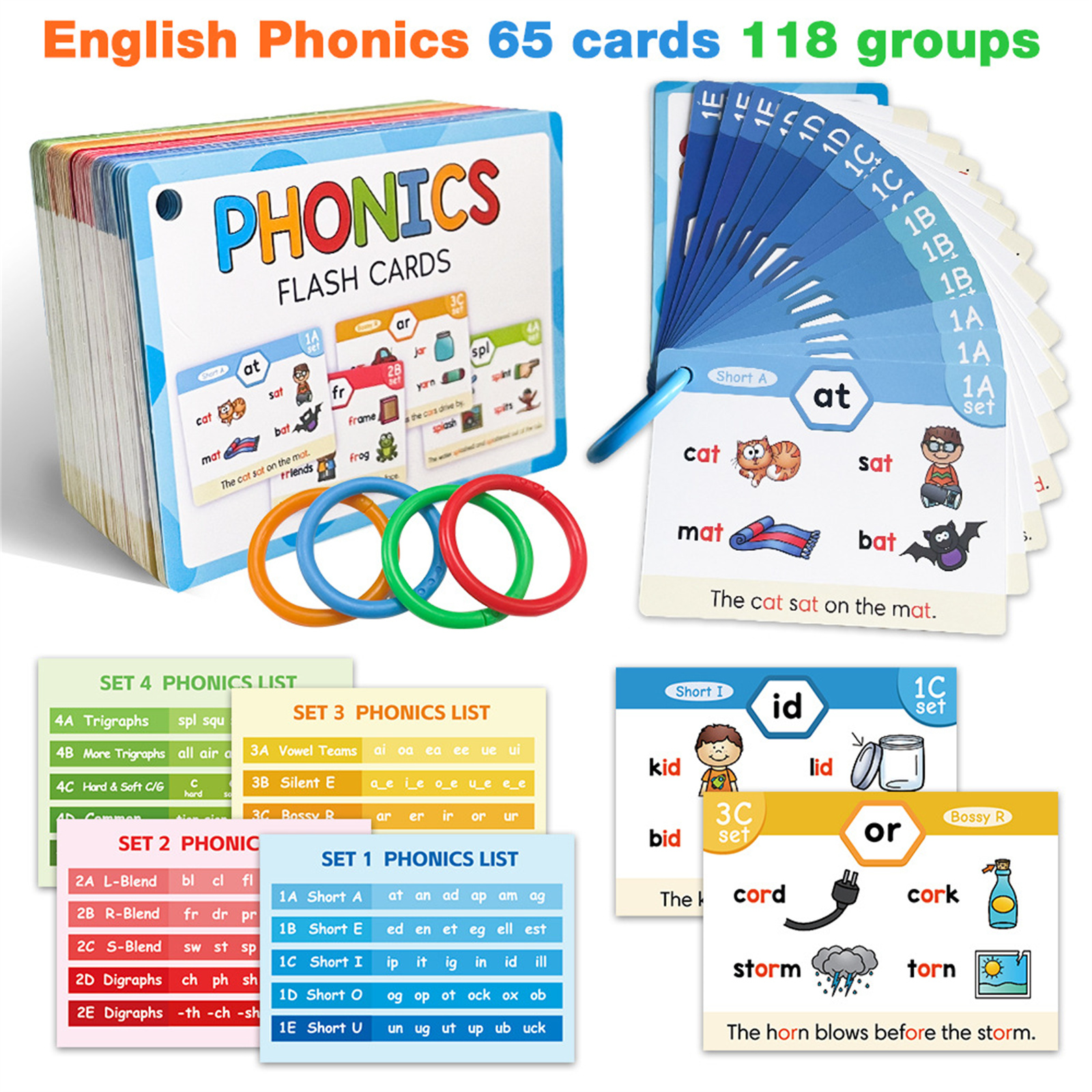 Phonics Flashcards Durable Roo - Kids Home Education 리뷰 및 가격