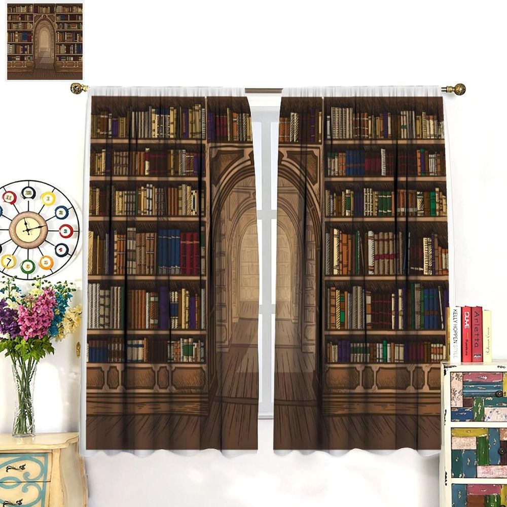 Vintage Bookshel Kids Curtains - Kids Education Learning 리뷰 및 가격
