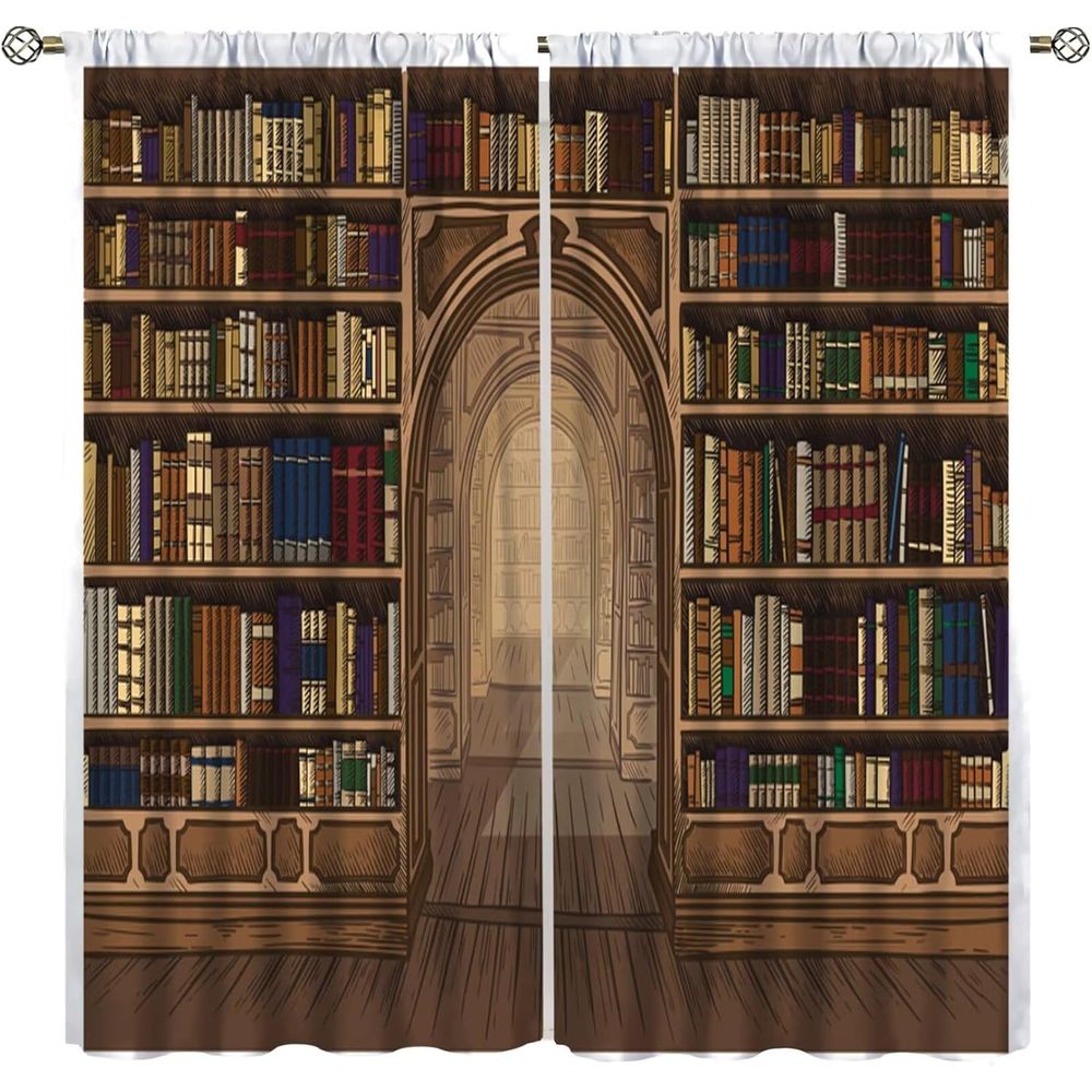 Vintage Bookshel Kids Curtains - Kids Education Learning 리뷰 및 가격