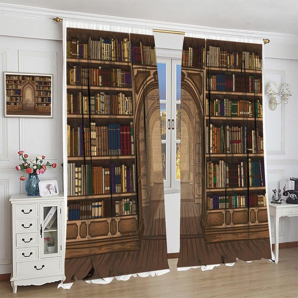 Vintage Bookshel Kids Curtains - Kids Education Learning 리뷰 및 가격